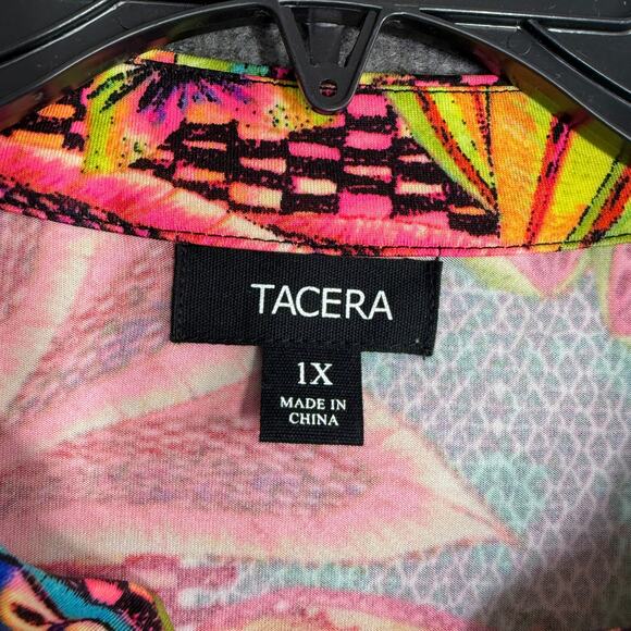 Tacera Womens Top 1X Tropical  Bell Sleeve V Neck Floral Boho Beach Stretch - Picture 3 of 7